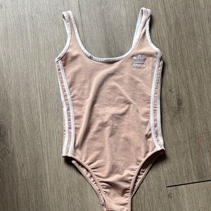 Adidas Kids Bodysuit in Peach with White Stripes